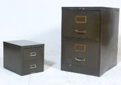 Two vintage retro late 20th century industrial offices metals filing cabinets having two sliding