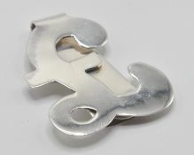 A novelty silver 925 money clip in the form of a pound sign. Weight 16.90g
