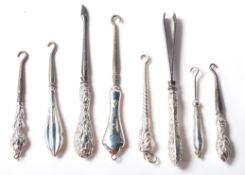 SILVER BUTTON HOOKS TWEEZERS