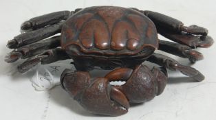 A vintage late 20th Century cast metal bronze coloured crab having fully articulated jointed legs