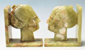 VINTAGE GREEN ALABASTER STONE BOOKENDS