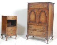 A vintage 1940s mid century walnut veneered tallboy / bachelors chest  / chest of drawers having a