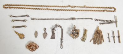 VICTORIAN AND LATER SILVER AND YELLOW METAL JEWELLERY ACCESSORIES