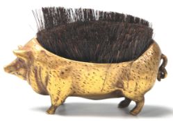 An unusual 19th century Victorian brass fountain pen / nib brush in the form of a boar / pig