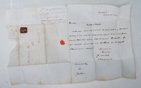 A 1d penny black Victorian stamp. Good maltese cancel plate SC. Affixed to a cover. Good example.