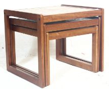 VINTAGE TEAKWOOD TILE TOP NEST OF TABLES