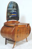 Unusual 20th century Art Deco style walnut dressing table having bevelled glass mirror and a bank of