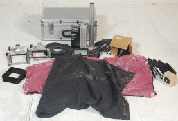 A large collection of photographing camera light parts to include various items to include stands,