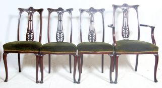 FOUR ART NOUVEAU MAHOGANY CHAIRS