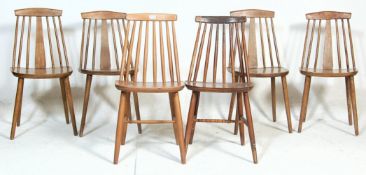 A SET OF SIX VINTAGE RETRO STICK BACK DINING CHAIRS