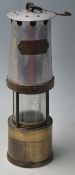 A good early 20th century  Miners safety lamp by J.H.NAYLOR LTD WIGAN. having aluminium and brass
