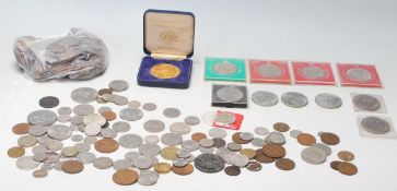 A collection of mized coins dating from the 19th Century to include an 1896 Victorian crown, a