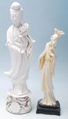 A 20th Century Chinese blanc de chine figurine depicting a female figure in traditional dress