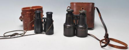 Two vintage 20th Century pairs of binoculars to include Taylor Hobson x6 in brown leather case,