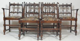 A set of 6 20th century retro Ercol Old Colonial pattern dining chairs in beech and elm wood. The