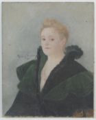 A late 19th Century Victorian portrait oil on canvas painting depicting a seated woman wearing a