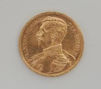 BELGIAN FRANC ALBERT KONIG GOLD COIN