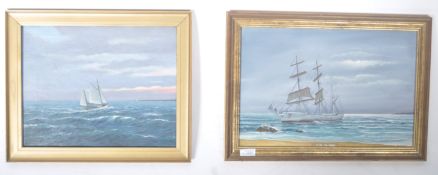 Norman Poole - Two oil on canvas paintings on ships at sea to include one entitled 'After the Storm'