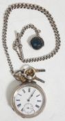 A 19th Century William VI silver hallmarked pocket watch having a white enamelled face with roman