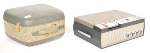 A pair of vintage portable reel to reel players to include a Grundig TK20 in a grey case with handle