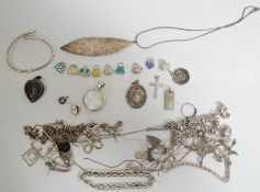 A large collection of silver 925 Jewellery items to include necklaces, pendent necklaces, bracelets,
