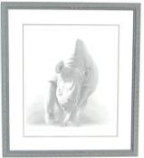 Gary Hodges (1954-) A retro vintage limited edition print of a pencil drawing of a charging black