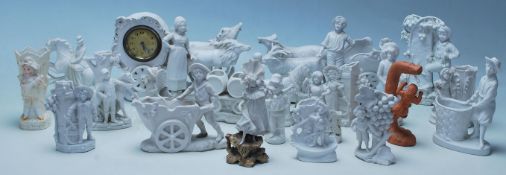 A group of 20th Century bisque parian ware figurin