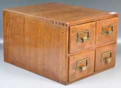 EARLY 20TH VINTAGE INDUSTRIAL OAK TABLE TOP INDEX CABINET