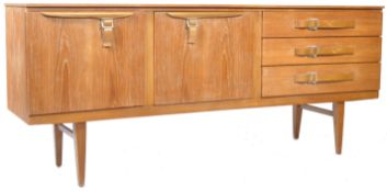 BEAUTILITY RETRO TEAK SIDEBOARD HAVING STYLIZED BELT BUCKLE HANDLES