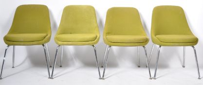 GREAT SET OF FOUR RETRO GREEN UPHOLSTERED DINING / OFFICE CHAIRS