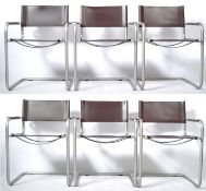 SET OF SIX ITALIAN CANTILEVER ARMCHAIRS HAVING BRO