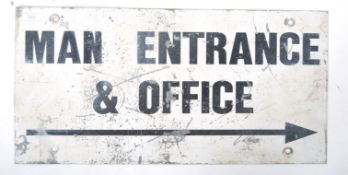 VINTAGE 20TH CENTURY INDUSTRIAL METAL PAINTED OFFICE SIGN
