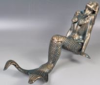 DECORATIVE 20TH CENTURY METAL MERMAID POOLSIDE STATUE / FIGURE