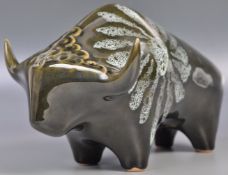 ELIZABETH SKIPWORTH FOR LOTUS STUDIO POTTERY CERAMIC BULL