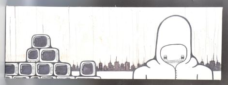 UNIKPRODUKT URBAN GRAFFITI CANVAS ART 'SUPERVISOR OF TELEVISIONS