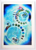 CONTEMPORARY MIXED MEDIA ABSTRACT ART PAINTING DEPICTING PLANETS