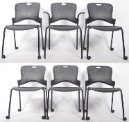 HERMAN MILLER SET OF SIX CAPER STACKING OFFICE CHAIRS