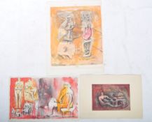 HENRY MOORE - BRITISH ARTIST 1898-1986 GROUP OF THREE ABSTRACT WATERCOLOUR PRINTS