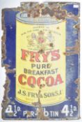 FRY'S COCOA VINTAGE ENAMELED PICTORIAL ADVERTISING SIGN