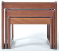 SUNELM 1970'S RETRO TEAK WOOD GRADUATING NEST OF THREE TABLES