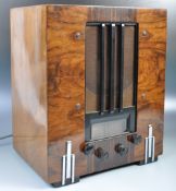 GUGLIELMO MARCONI EARLY 20TH CENTURY ART DECO WALNUT VALVE RADIO