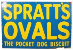 SPRATT'S OVALS DOG BISCUIT ENAMELED ADVERTISING SIGN