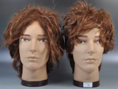 PAIR OF BANBURY POSTICHE MALE MANNEQUIN TRAINING HEADS