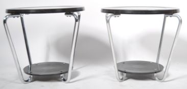 QULITY PAIR OF EK COLE CHROME / ALUMINUM AND BAKELITE COFFEE / SIDE TABLES