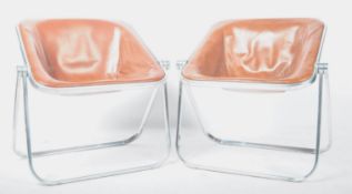 GIANCARLO PIRETTI FOR CASTELLI PAIR OF CHROME AND LEATHER FOLDING CHAIRS