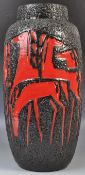 WEST GERMAN SCHEURICH 553-52 FAT LAVA VASE HAVING STYLIZED HORSES