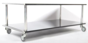 HABITAT RETRO 1980'S BLACK METAL AND CHROME TWO TIER COFFEE TABLE