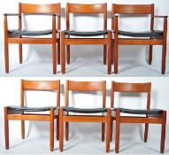 SUPERB SET OF SIX DANISH TEAK WOOD DINING CHAIRS WITH TWO CARVERS
