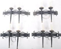 SET OF FOUR ANTIQUE GOTHIC REVIVAL WALL LIGHT SCONCES