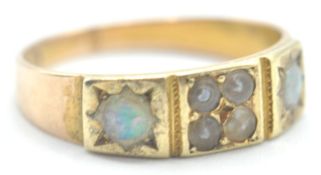 VICTORIAN 15CT GOLD SEED PEAR AND OPAL RING